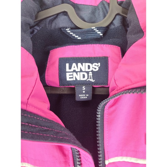 (V) Lands' End kids girl jacket winter puffy warm winter fuchsia sz S (8) - Picture 8 of 12